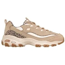 SKECHERS Damen Lifestyle-Sch. nieder Da LEOPARD PRINT LAYERED QTR WEBBING E, Größe 38 in Grau Grau