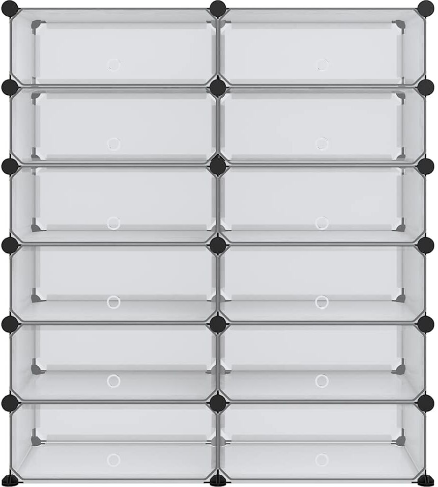 vidaXL Étagère à chaussures Transparent 94,5x36,5x106 cm PP