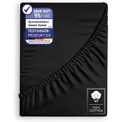 COFI 1453 Weiches Jersey Spannbettlaken 160x200 cm – Schwarz