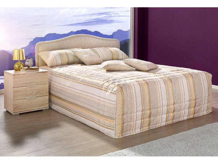 Polsterbett, Beige, 150x210 cm, Jacquard-Webstoff, Abnehmbarer Bezug, Modern