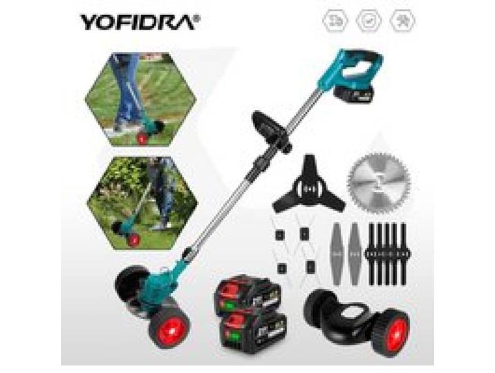 YOFIDRA Elektrische Grasmaaier Draadloze Tuin Grasmaaier 100-135cm Lengte Snijder Elektrisch Gereedschap Voor Makita 21V Batterij Pin