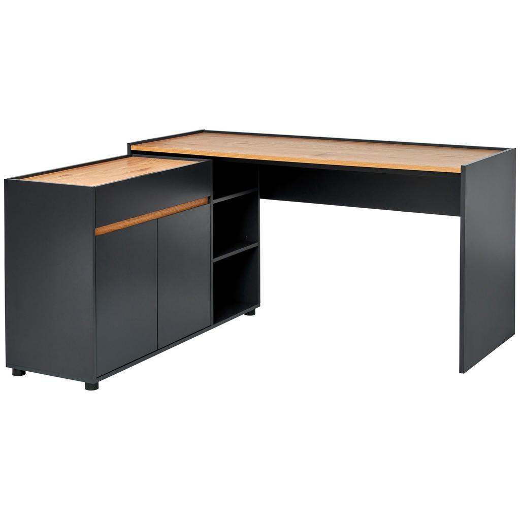 Livetastic Eckschreibtisch , Schwarz, Eichefarben , Holzwerkstoff , 1 Schublade(n) Schubladen , rechteckig , Wange , 150x76.5x136.5 cm , Bsci , Büromöbel, Schreibtische, Eckschreibtisch