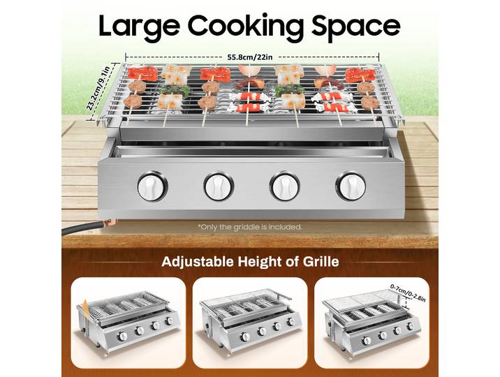 Gril de Barbecue au gaz Propane à 4 brûleurs, amovible, sans fumée, Portable, pour Patio extérieur et jardin