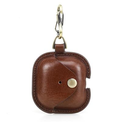 CONTACTS FAMILY AirPods Leather Case With Snap Closure And Drop Protection coffee