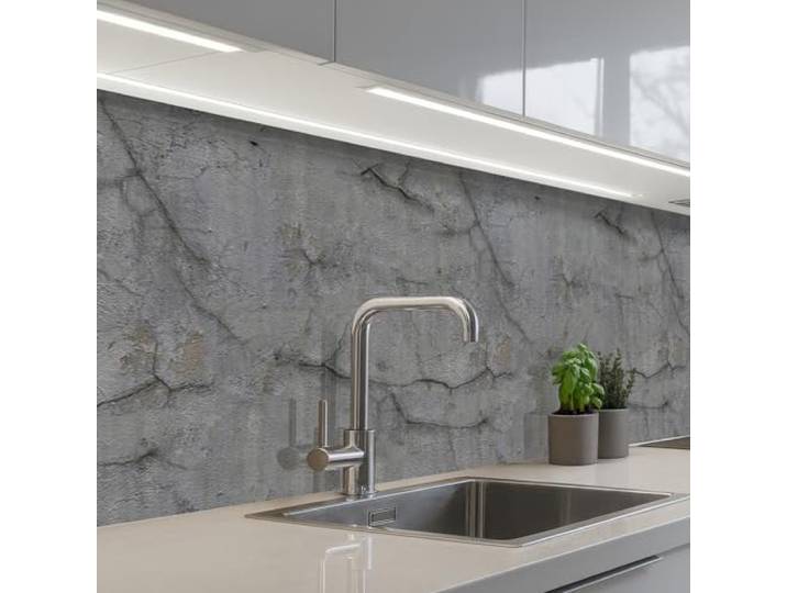 KitchenYeah© Küchenrückwand Selbstklebend Küchenspritzschutz Rückwand 80x250 cm - Wandschutz Ohne Bohren Spritzschutz Wand Wandverkleidung Alt - Beton