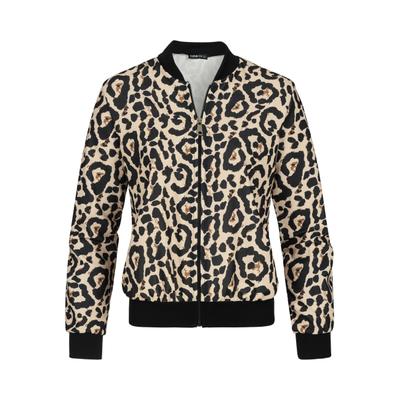 Bomberjacke CLOUD 5IVE "CLOUD 5IVE Cloud 5ive Blouson Bomber Jacket", Damen, Gr. L, schwarz, beige, 95% Polyester, 5% Elasthan, normal, amerikanischer Ausschnitt, Jacken Bomberjacke