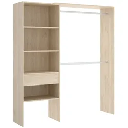 Dmora Kleiderschrank Lhotse, Struktur für begehbaren Kleiderschrank, offene Garderobe, 160 x 40 x 187 cm, Eiche