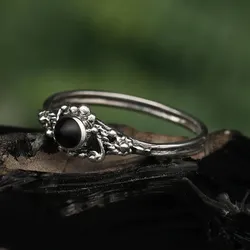 Drachensilber Ring Silber mit Onyx Steinschmuck Frauen Kinder 925 Silber 58 - Silber;Schwarz