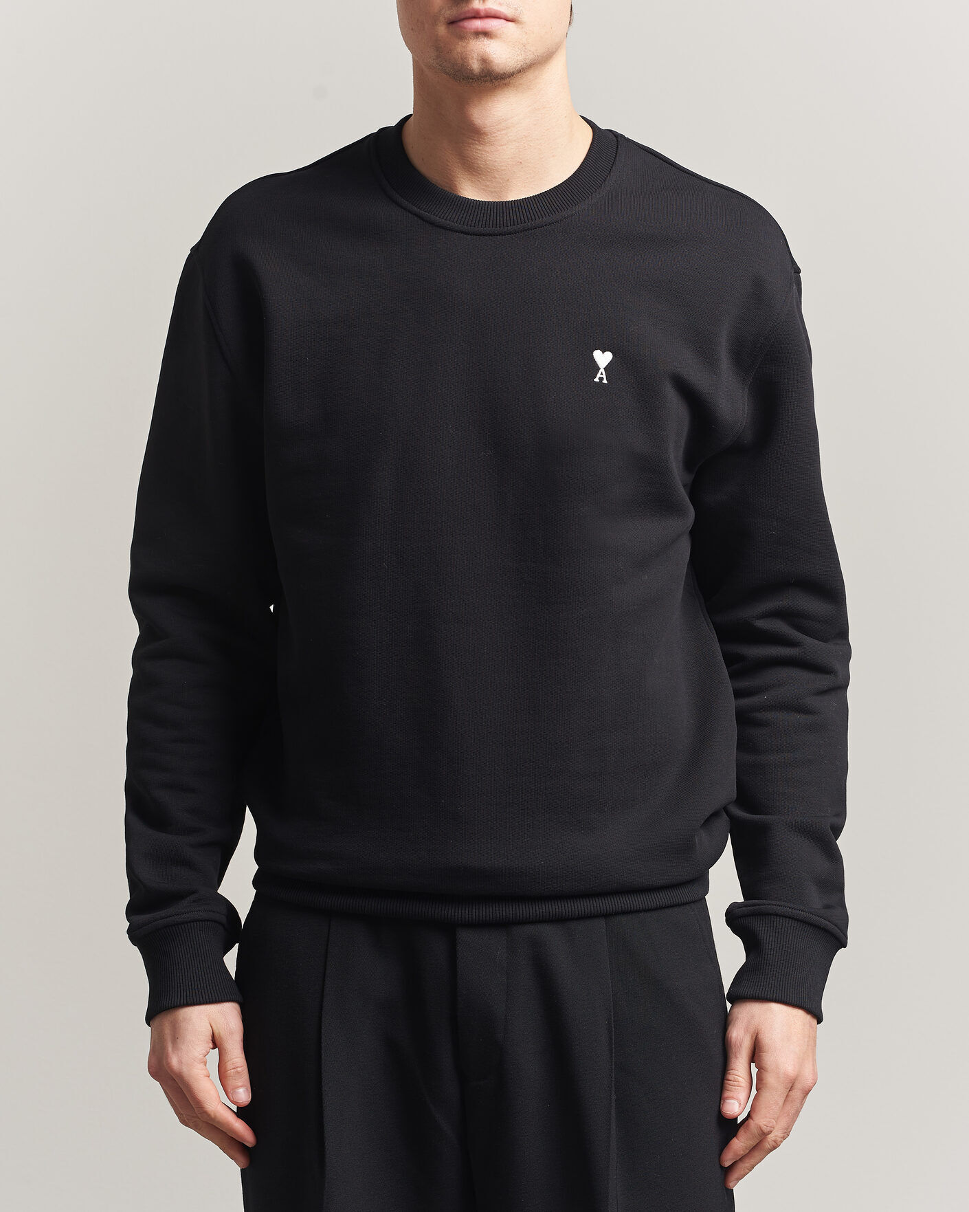 AMI Contrast Heart Logo Sweatshirt Black men L Sort