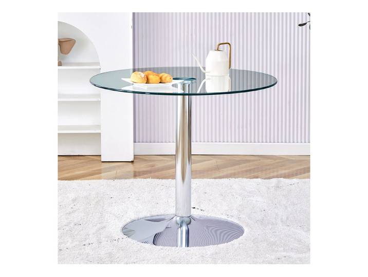 MODFU Esstisch Runder Glas-Bistrotisch 85 cm mit minimalistischer Ausstrahlung (1-St., Hochtisch, Sofatisch)
