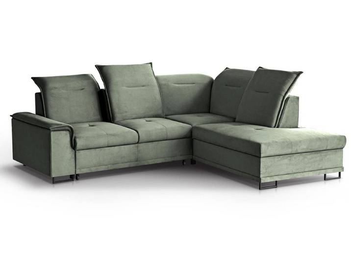 Beautysofa Ecksofa Bruno L, moderne Polsterecke aus Velours, Schlaffunktion, Bettkasten, verstellbaren Kopfstützen, verschiebbare Rückenlehne, stilvoll Corner Sofa für Wohnzimmer