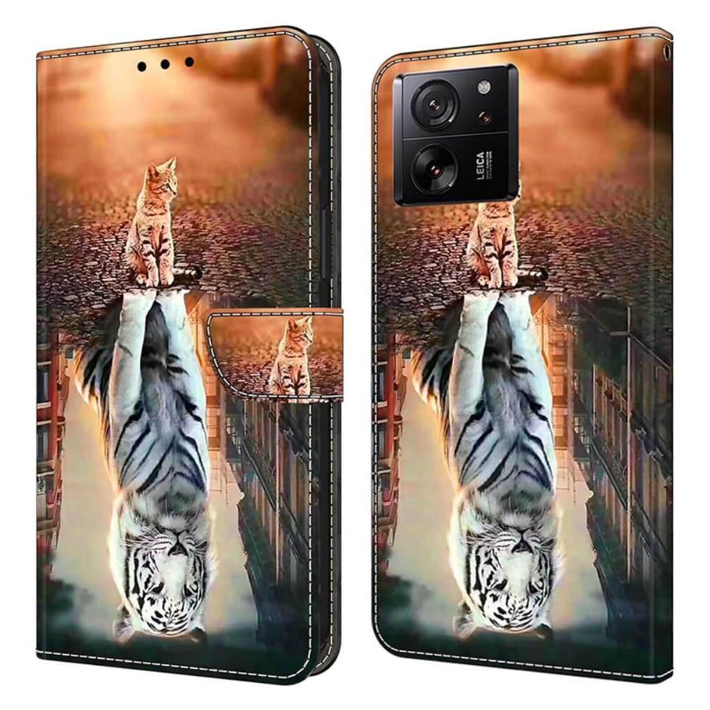 Cover-Discount Xiaomi 13T / 13T Pro - Leder Etui Hülle Katze (Xiaomi 13T, Xiaomi 13T Pro) (660162691K)