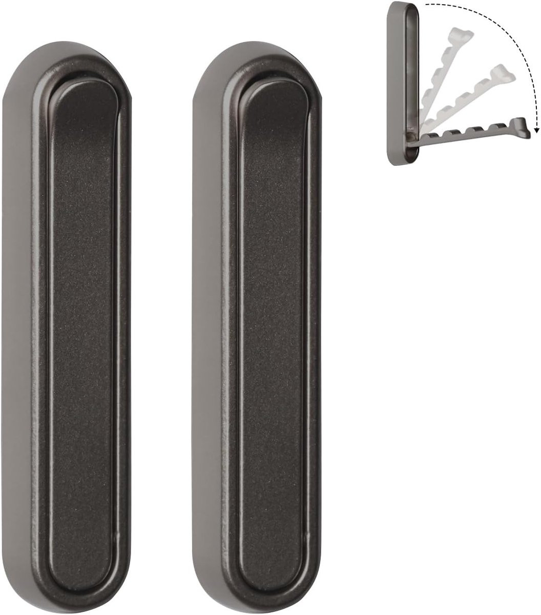 Set van 2 grijze opvouwbare wandhaken van aluminium legering voor badkamer, keuken en entree