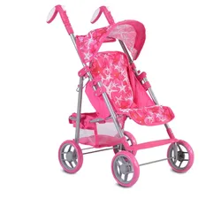 Moni Puppenwagen Stars 9351 faltbar, Rückenlehne und Schiebegriffe verstellbar pink