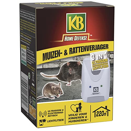 KB Home Defense Diervriendelijke Muizen- en Rattenverjager Ultrasoon - Wit - Bereik 220 m2