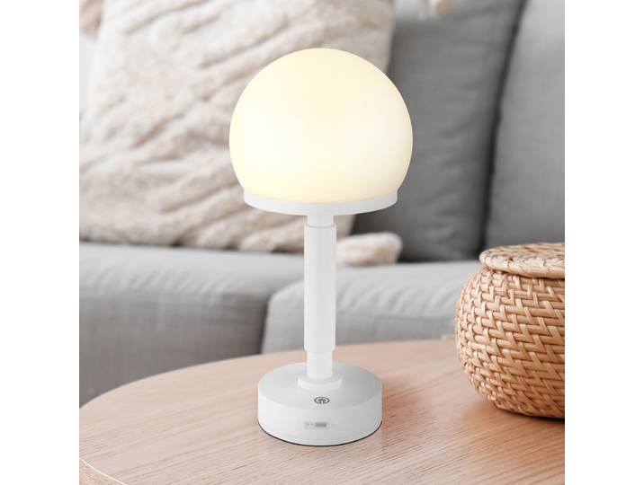 Lampe de table LED Haku - Type B Ø 14cm Blanc/Blanc Matériau : Matière plastique Type de matière synthétique : Verre acrylique LED