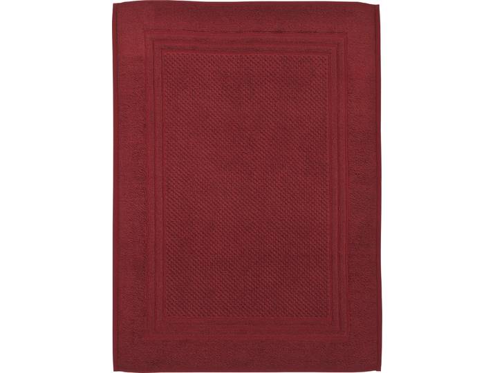 Duschmatte ROSS Unifond , rot (weinrot), H:1mm, Baumwolle, Badematten, Duschmatte, Uni mit Bordüre, Badezimmerteppich, waschbar