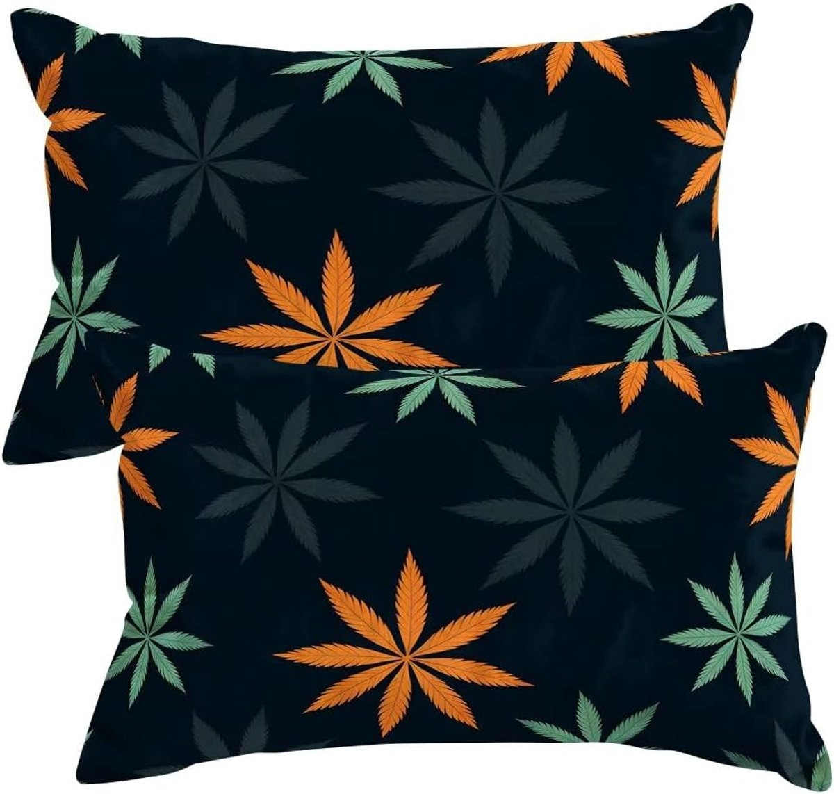 Set van decoratieve kussenhoezen met zomerse plantenprint in zacht fluweel, 70 x 50 cm