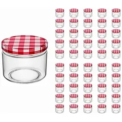 Intirilife 50 Stück Einmachgläser mit Deckel - 150 ml - 6.5 x 6.5 cm -Kleine Sturzgläser Marmeladengläser Vorratsgläser mit Schraubdeckel, Gewürzglas