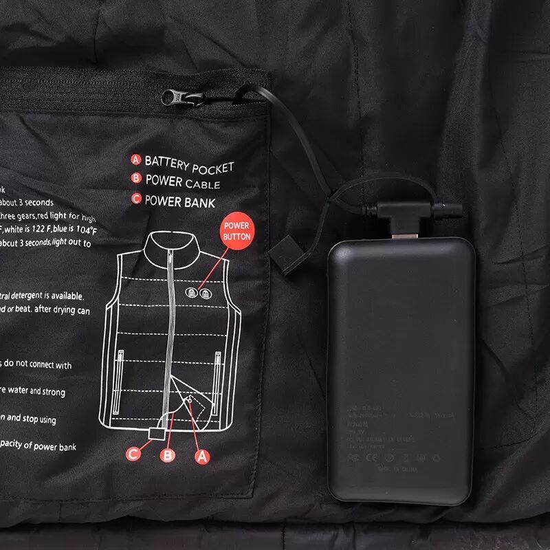INF Gilet Chauffant USB avec Batterie 10000mAh, Veste Chauffante Électrique XXXL