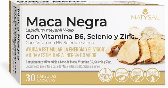 Natysal Maca Negra com Vitamina B6, Selênio e Zinco 30 Caps