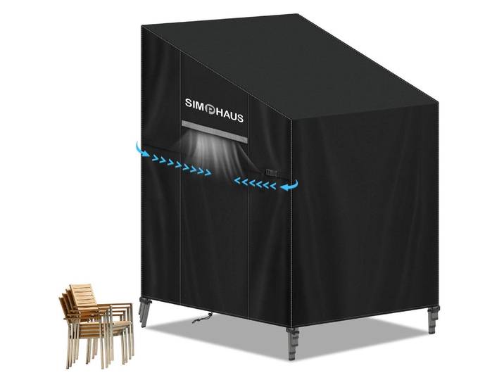 Schutzhülle für Gartenstühle Stapelstühle Hochlehner Wetterfest 80x100x150/110cm 420D Oxford Grau