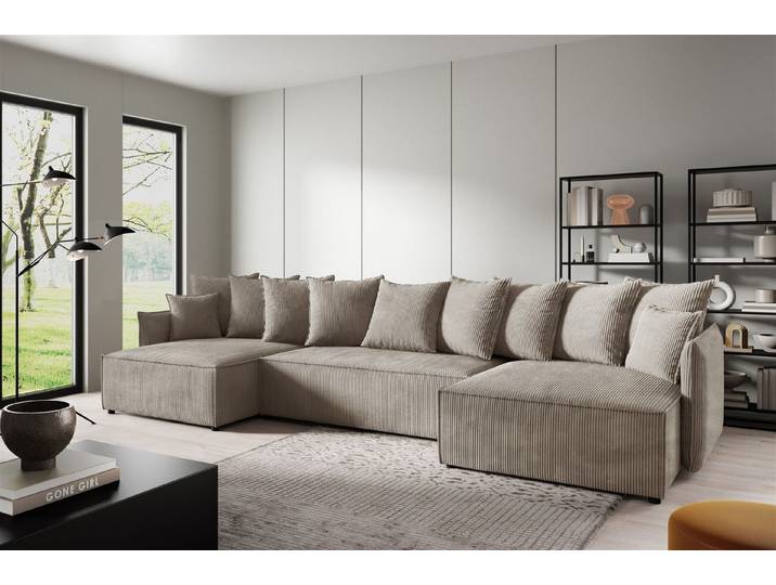 Fun Möbel Wohnlandschaft Sofa in U-Form MINEA in Stoff Poso, Rundumbezug