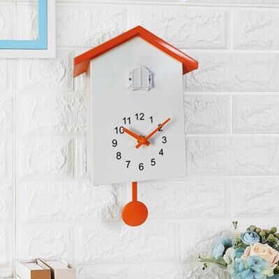 Inspired Deals Vintage Cuckoo Clock With Bird Call Hourly, Decorative Wall Clock For Home & Living Orange Top