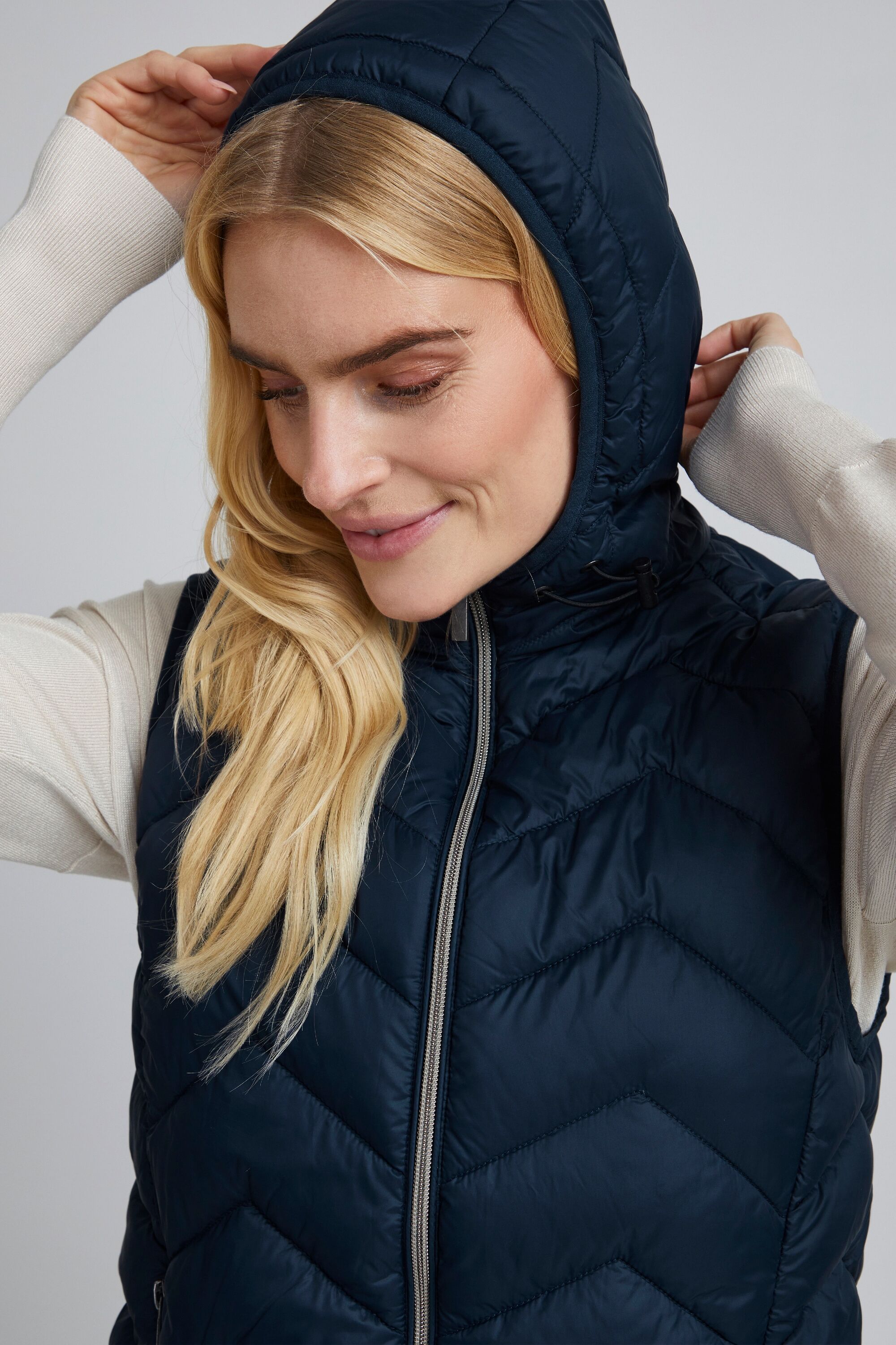 Wintermantel FRANSA "Damen Jacke FRBAPADDING", Damen, Gr. L, blau (schwarz peacoat), Obermaterial: 100% Polyamid PA., Mäntel Wintermantel