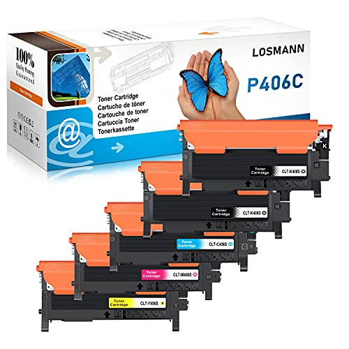 LOSMANN 5x Toner Set compatibel met Samsung CLT-406S, geschikt voor CLP-360 serie en CLX-3300 CLX-3305 serie
