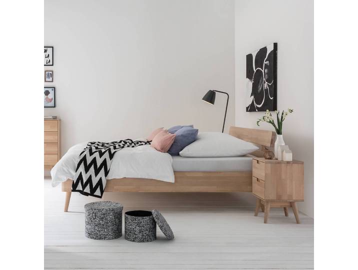 Massive Nachtkommode 40 x 56 x 35cm Beige/Buche