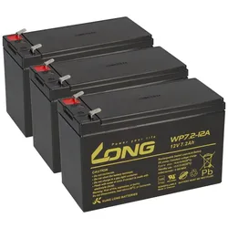 3x Kung Long WP7,2-12A F2 AGM-Akkus 12V 7,2Ah – passend für Tante Paula Elektro-Scooter / Elektro-Roller