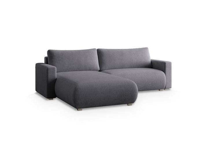 ECKSOFA TURIN P Grau Kordstoff mit Schlaffunktion