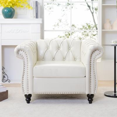 GDFStudio- Winston PU Leather Chesterfield Club Chair