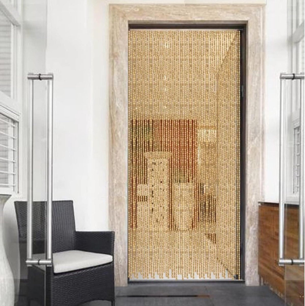 Handgemaakt bamboe kralengordijn als scheidingswand voor het verdelen van ruimtes