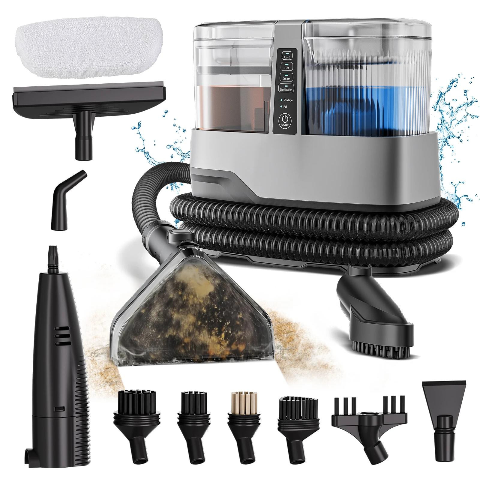 Selius 13-in-1 Stoomstofzuiger met 1800W Stoomvermogen en 17000 Pa Zuigkracht voor Bekleding
