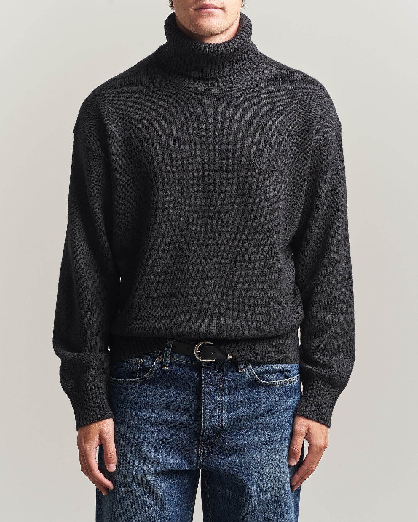 J.Lindeberg Eddy Wool/Cotton Knitted Turtleneck Black men M Sort