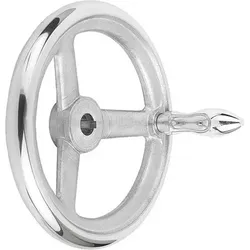 HANDRAD DIN950, D1=140 PASSBOHRUNG MIT NUT D2=16H7, B3=5, T=18,3, ALUMINIUM, KOMP:ALUMINIUM, BALLENGRIFF DREHBAR