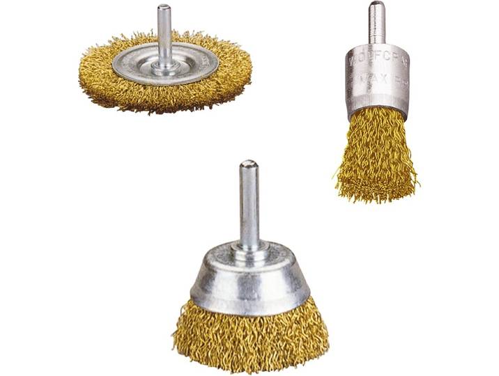 wolfcraft - Messingdraad borstelset boormachine - Staalborstel - Komborstel - 3 delig - 2739000