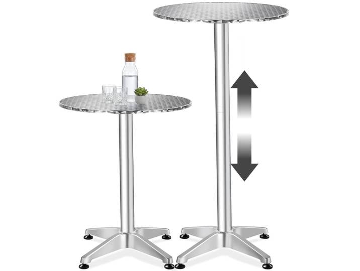 Table de bistrot en aluminium « Frédéric », Ø 60 cm, réglable en hauteur - argent
