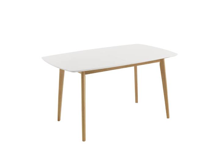 Table extensible en mdf blanc mat, 75 x 75 x 120-150 cm