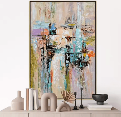 Inspire Curations Large Gold Textured Abstract Canvas Handmade Minimalist Wall Art Decor d 50x70cm