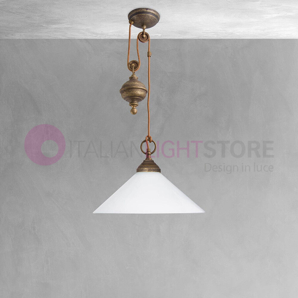 Rustega Sospensione Saliscendi In Ottone Anticato Stile Rustico Country