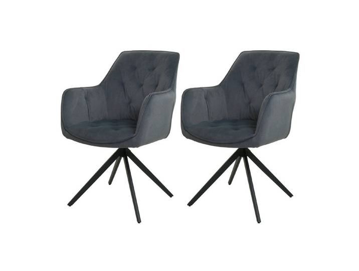 PROREGAL® Esszimmerstuhl Küchenstuhl 87x55x60cm Sitzhöhe 48cm Metall Stoff Farbe (2 St)