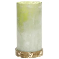 Chic Antique Windlicht mit graviertem Sockel, 22x12 cm, antique verte