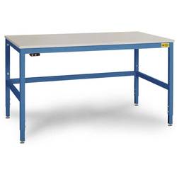 Manuflex LC3033.5007 ESD ESD-Arbeitstisch CANTOLAB Spezial mit Kautschukplatte, BxTxH = 1250 x 800 x 752-952 mm Brillantblau (RAL 5007)
