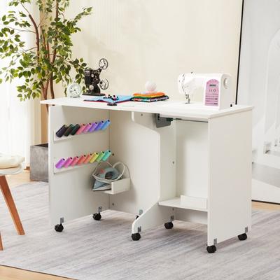 EROMMY Sewing Table featuring a Storage Shelf, Versatile Adjustable Sewing Machine Desk with Storage Bags