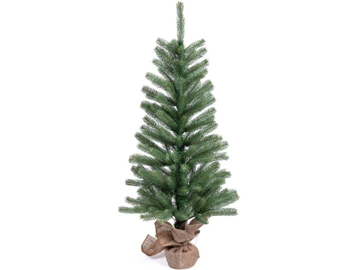 Künstlicher Weihnachtsbaum IC WINTERWORLD Tannenbaum, künstlicher Christbaum , grün (grün, natur), H:120cm Ø:58cm, Kunststoff, Weihnachtsbäume, Künstlicher Weihnachtsbaum, Weihnachtsdeko mit Jutebeutel um den Betonfuß