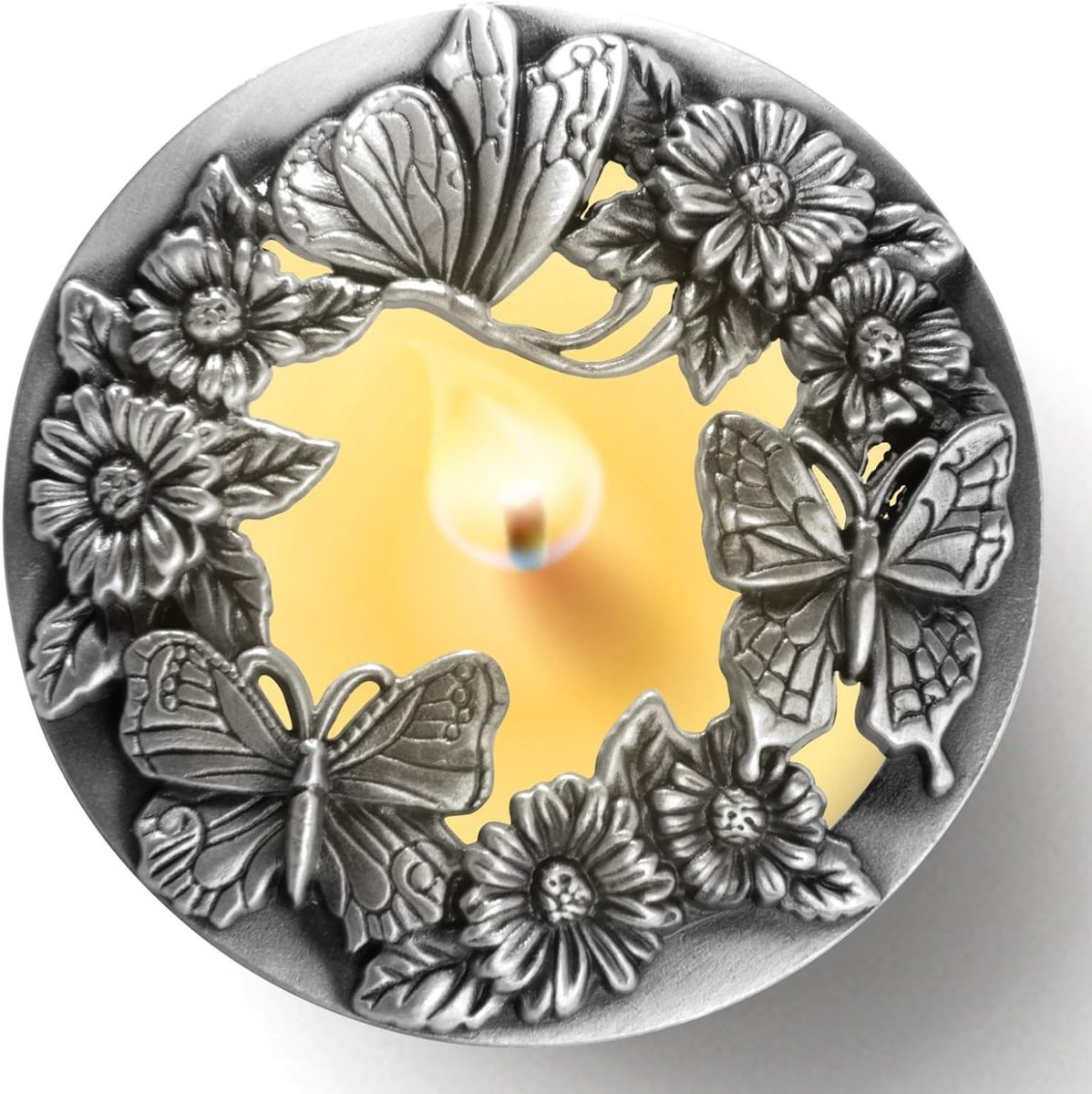 Decoratieve Scented Candle Topper met Lampshade voor Kaarsen - Vlinder Zilver