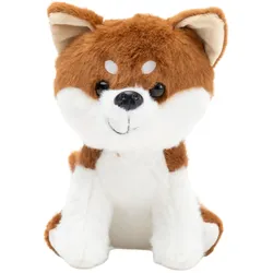 Plüsch Maskottchen Kuscheltier Kleiner Hund Shiba Inu Weiß Braun 20cm
